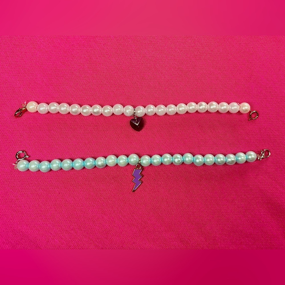 Pearl Bracelets with Charms - Set of 2